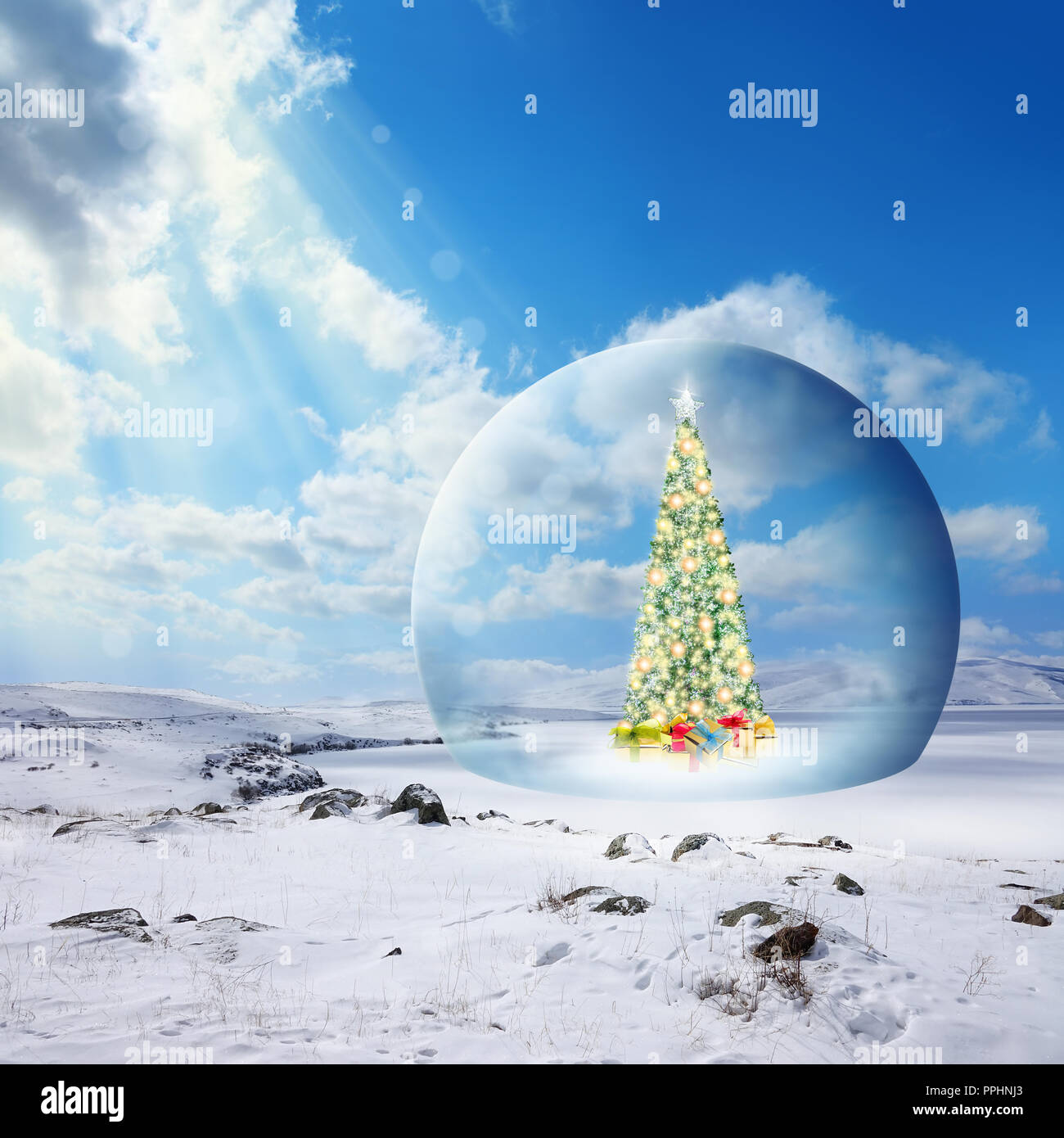 Elegant Christmas Tree Decorated With Glistening Glass Balls, A