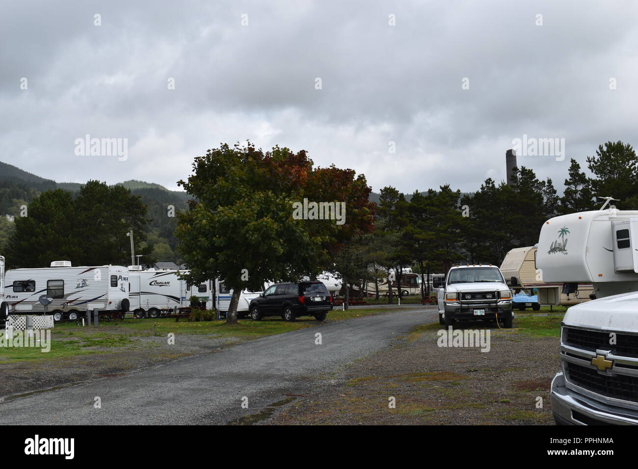Rv park at the Oregon coast Stock Photo Alamy