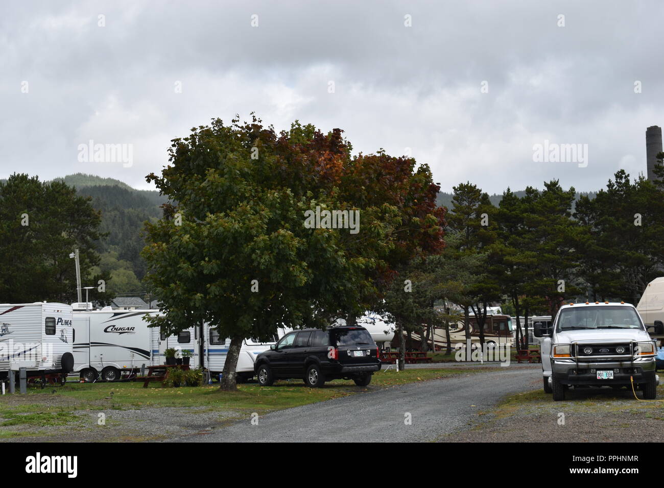 Rv park at the Oregon coast Stock Photo Alamy