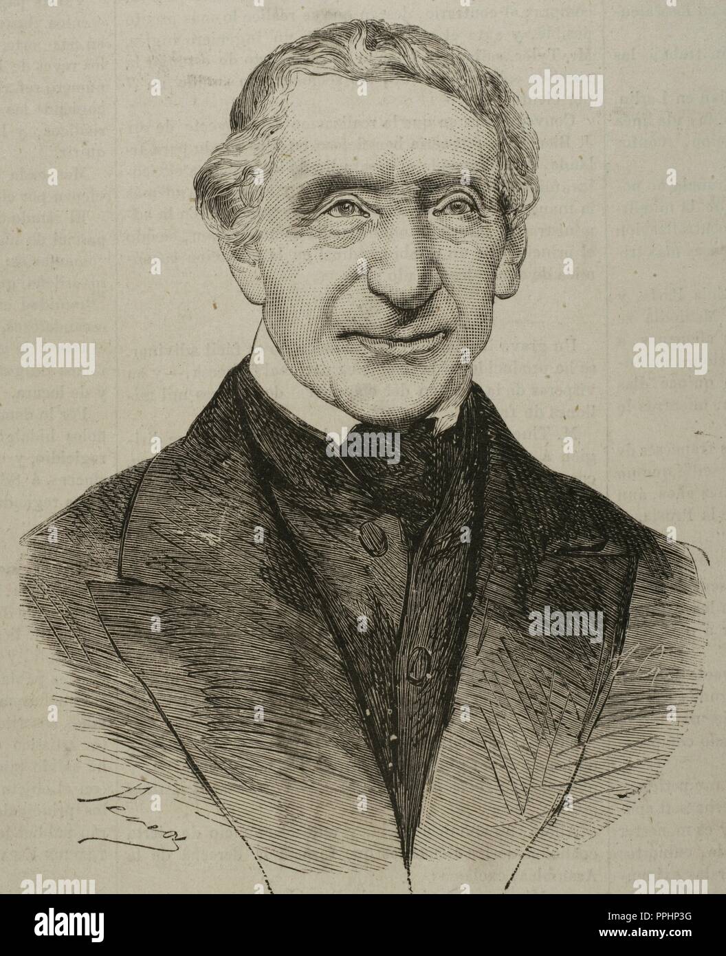 Johann Ignaz von Dollinger (1799-1890). German theologian and historian. Portrait. Engraving by Arturo Carretero. 'La Ilustracion Espanola y Americana', 1872. Stock Photo