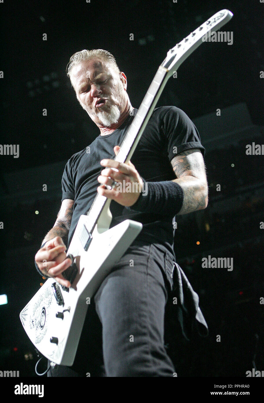 James Hetfield with Metallica performs in concert at the BankAtlantic Center in Sunrise, Florida on October 1, 2009. Stock Photo