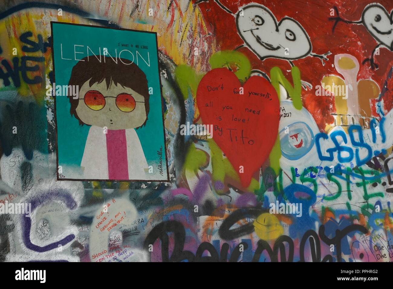 The John Lennon wall, Prague, Czech Republic Stock Photo