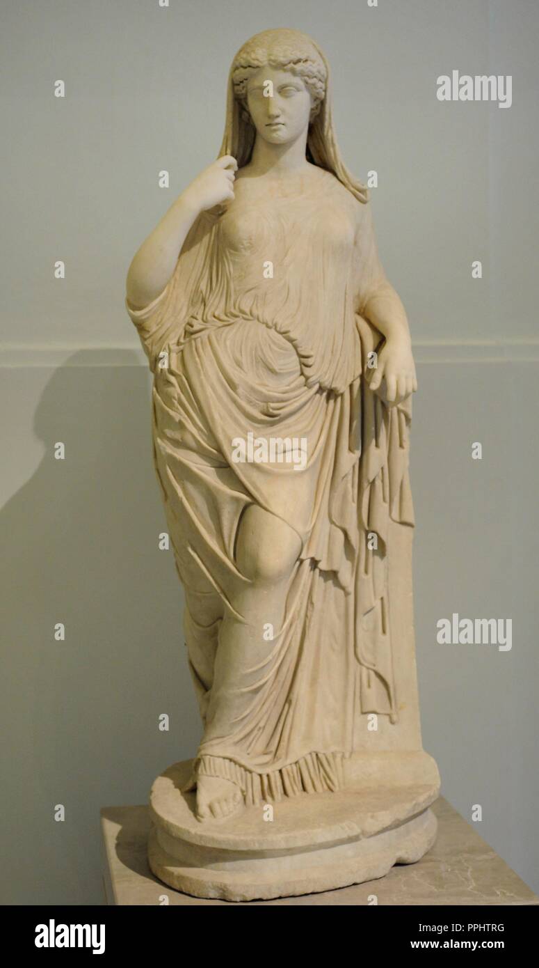 Leaning Aphrodite. 2nd century AD. Copy of a Greek original of the 5th century BC. National Archaeological Museum. Naples. Italy. Stock Photo