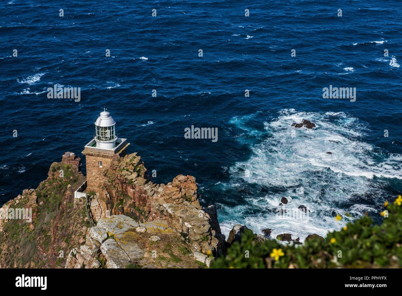 Lighthouse Cape of Good hope and  blue ocean on the background. South Africa. Stock Photo
