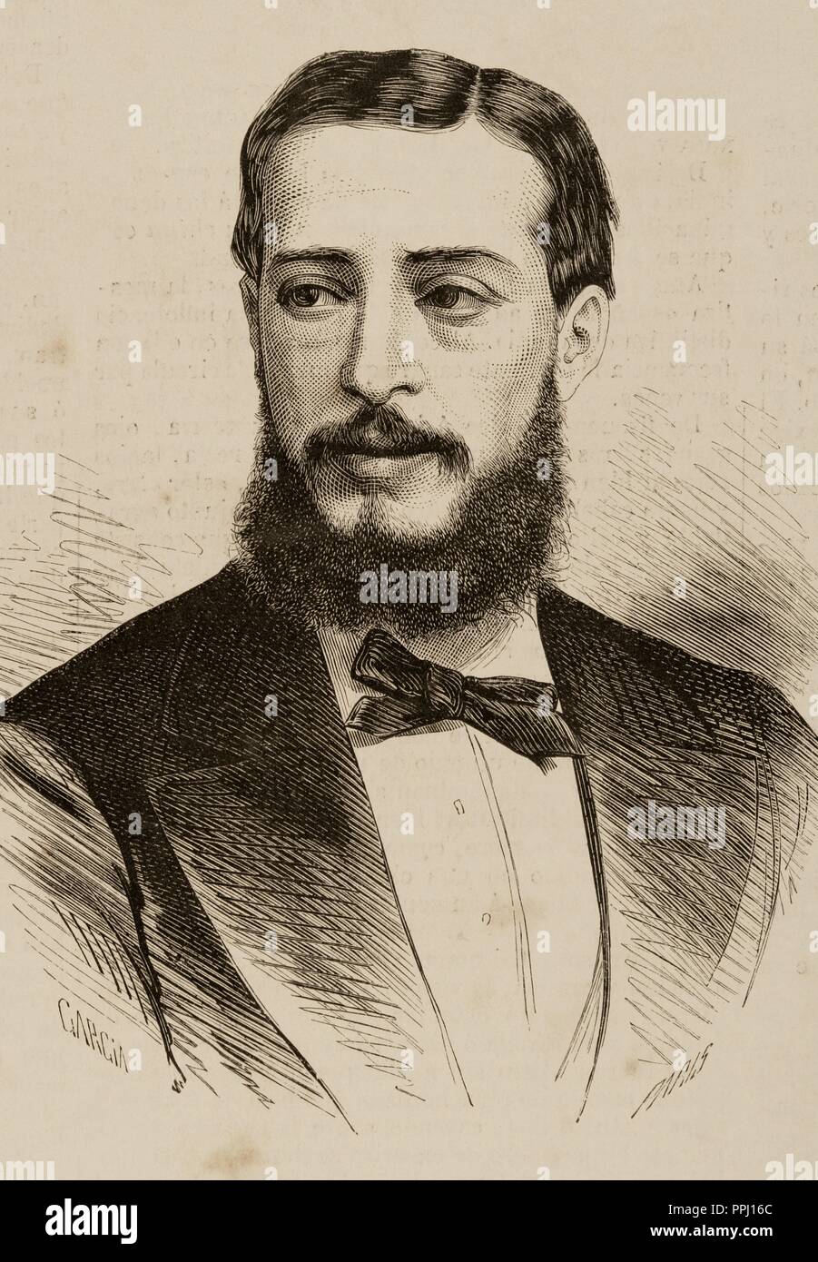 Angel Carvajal y Fernandez de Cordoba (1841-1898). Spanish politician. Engraving in The Spanish and American Illustration, 1872. Stock Photo