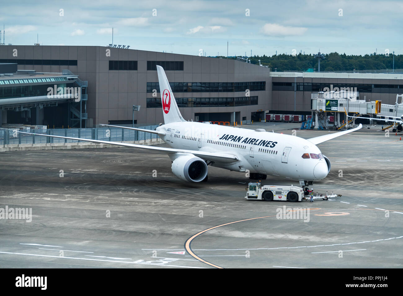 Japan Airlines Boeing 878 Dreamliner at Narita Airport, Tokyo Stock Photo