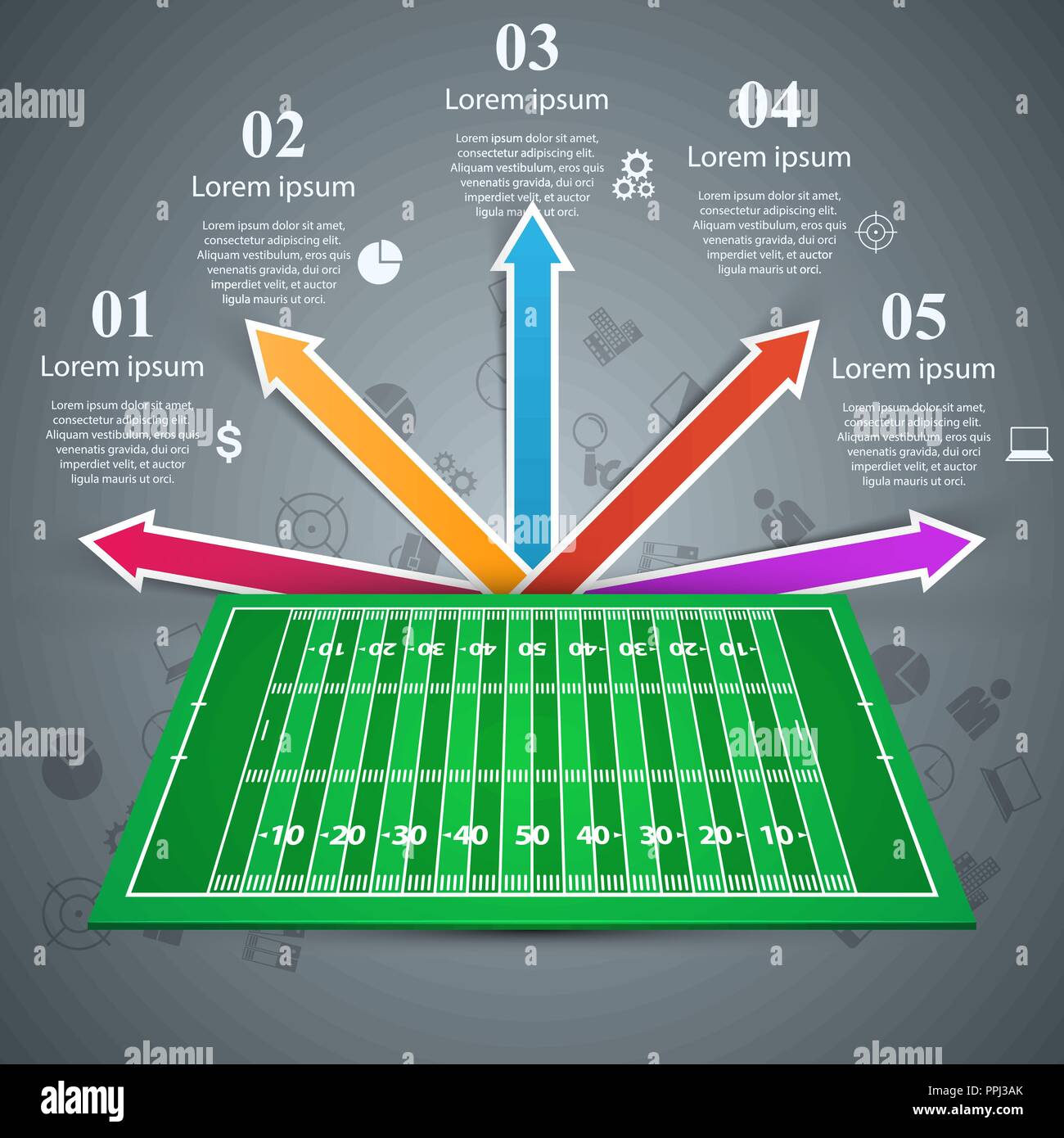 American football. Gren field. Business infographic Stock Vector Image