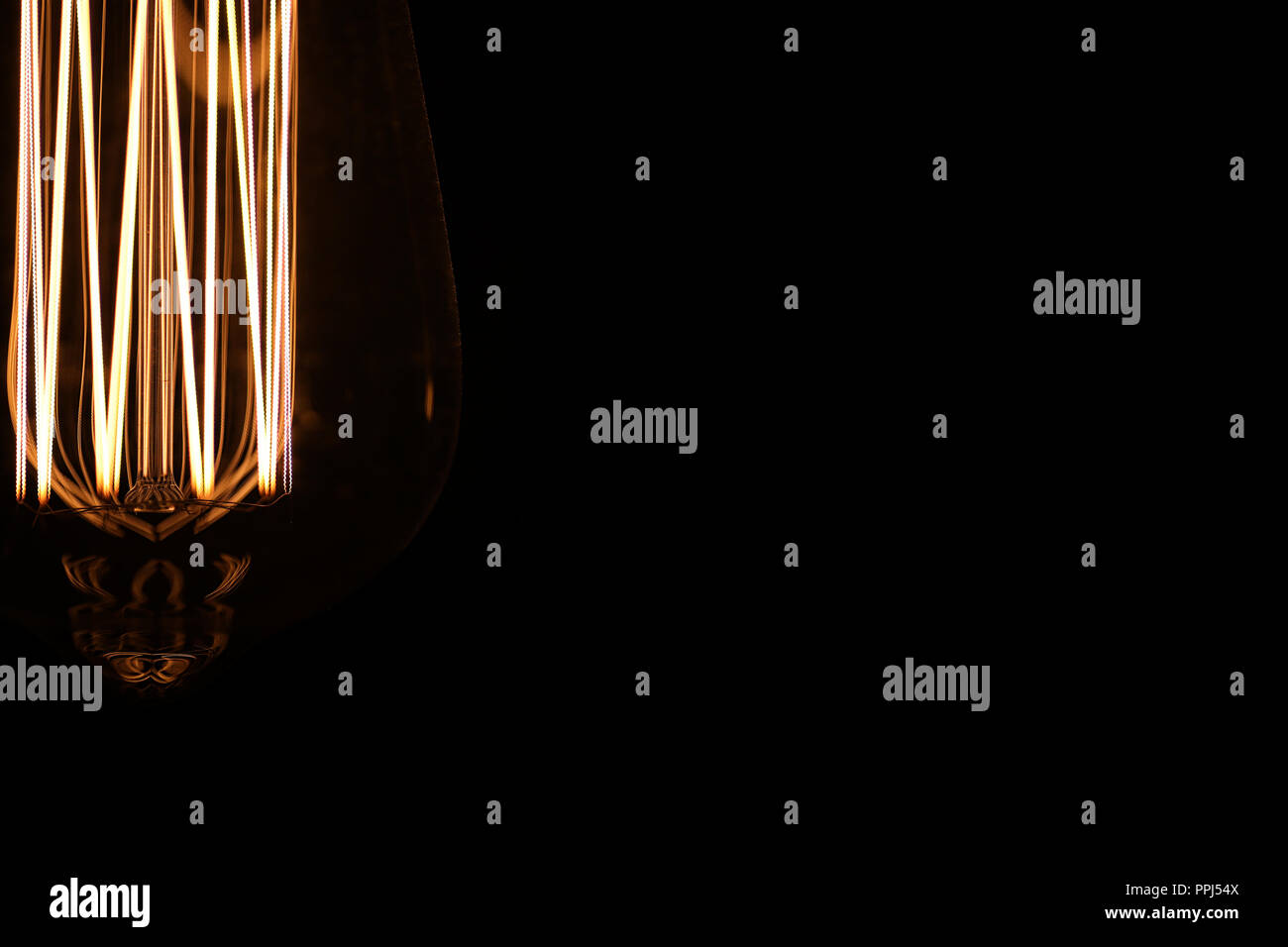 Lamps with tungsten filament. Edison's light bulb. Filament fila Stock