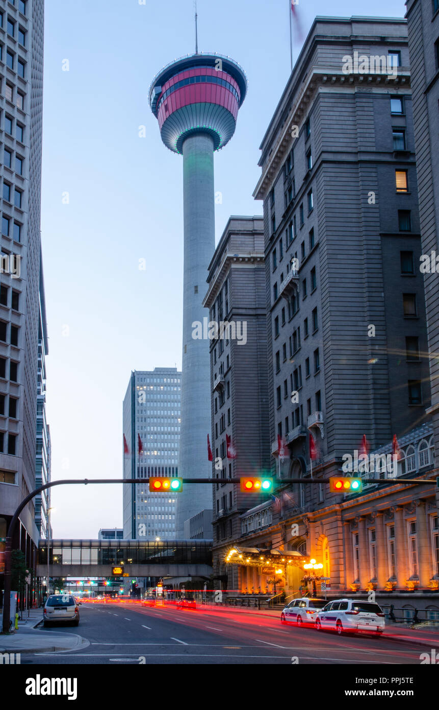 Calgary Tower on 9th Avenue, Calgary Stock Photo Alamy