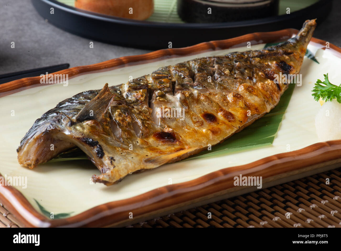 Saba fish grilled japanese food Stock Photo Alamy