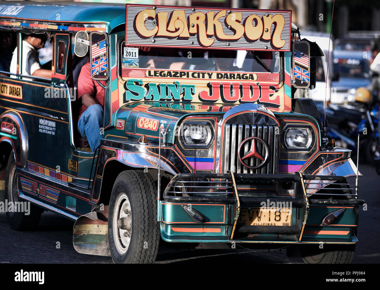 Jeepney bus in Legazpi city, Philippines Stock Photo