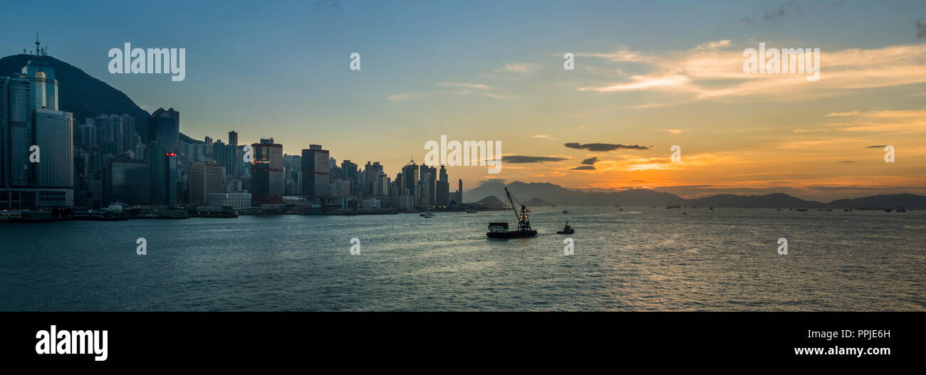 Sunset at Victoria Harbor of Hong Kong Stock Photo - Alamy