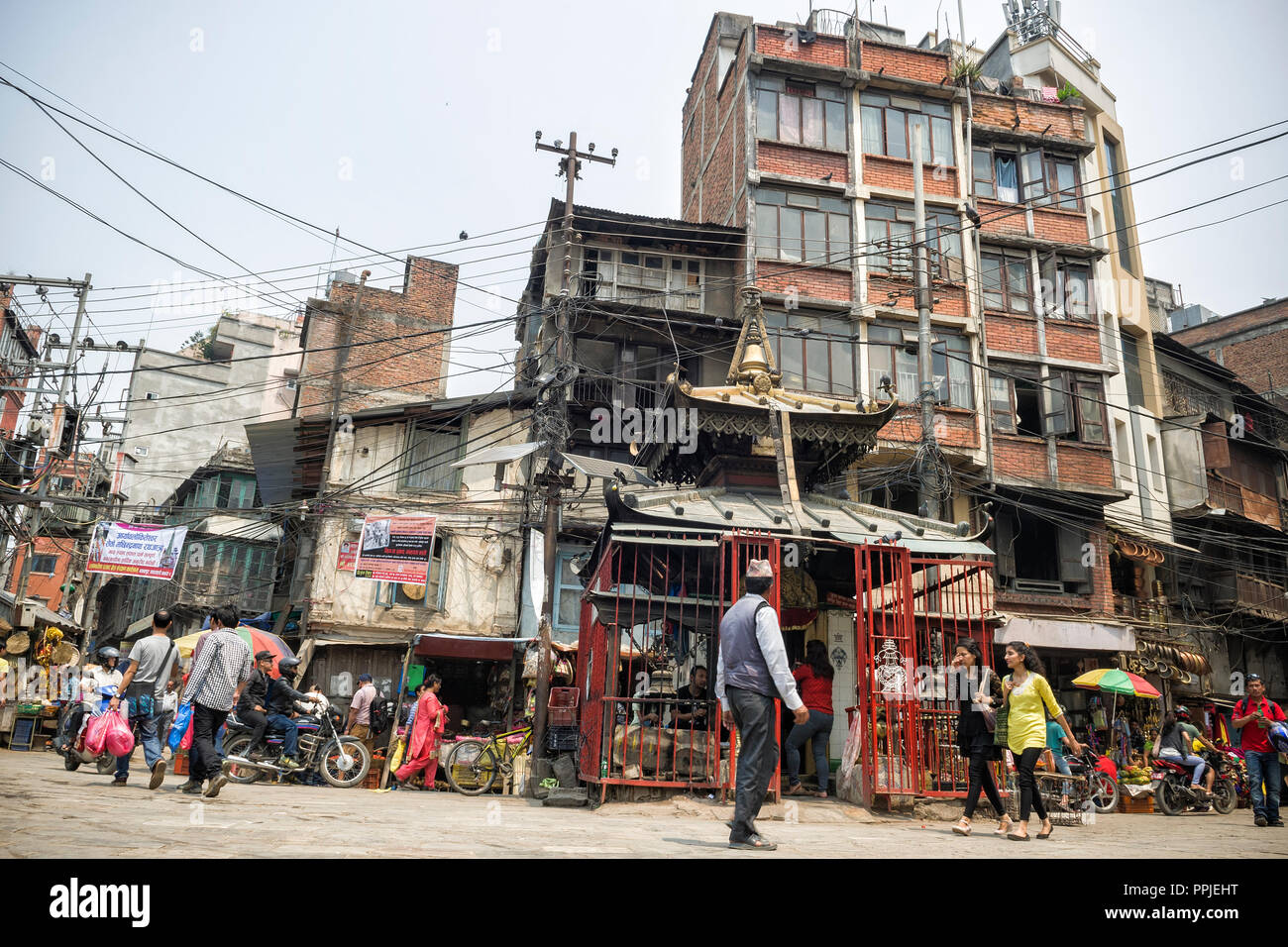Kathmandu, Nepal April 16, 2016 Ason Tole Market is busy with