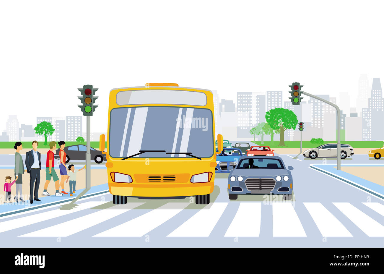 Road traffic with pedestrian and pedestrian crossing Stock Photo - Alamy