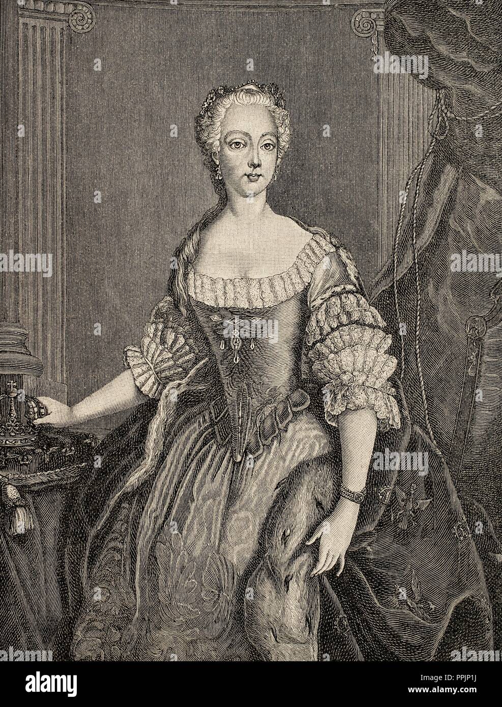 Elisabeth Christine of Brunswick-Wolfenbuttel-Bevern (1715-1797). Queen consort of Prussia, wife of King Frederick II. Stock Photo