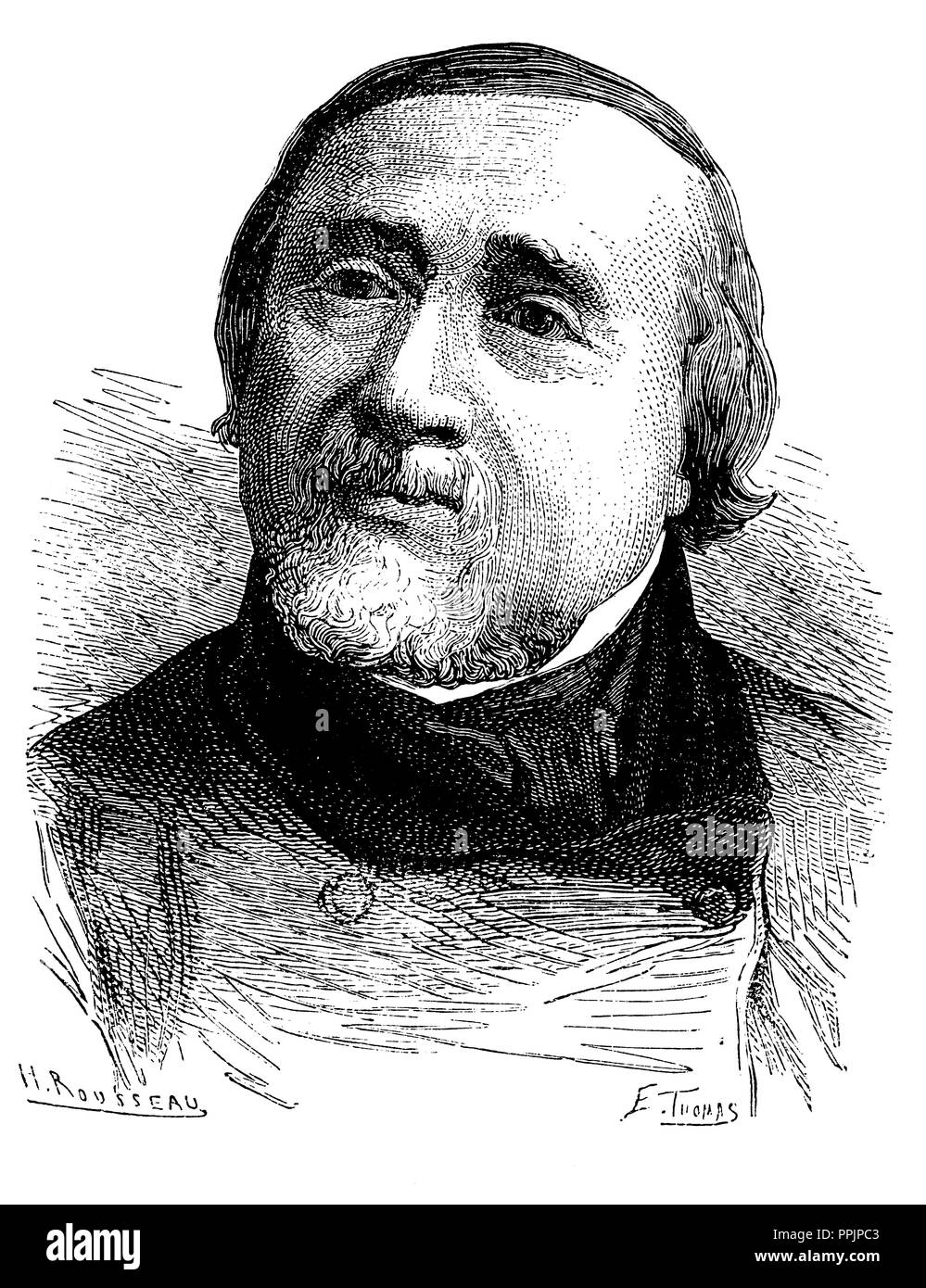 Jules-François Dupuis-Delcourt (1802-1864), Swiss aeronaut. Engraving, 1873. Stock Photo