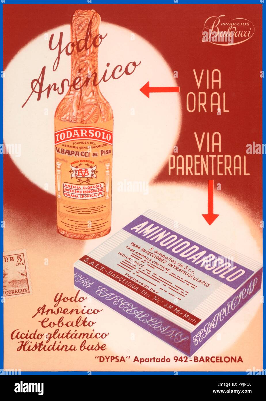 Pharmaceutical advertising Iodarsolo, for the treatment of anemia