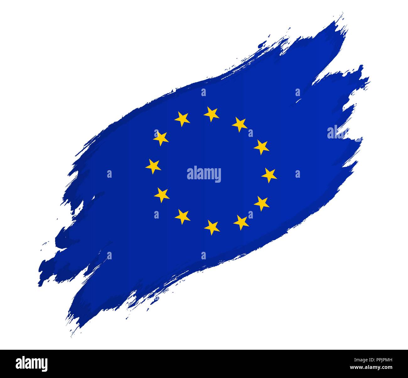 Flag of European Union grunge style vector illustration isolated on white background Stock Vector
