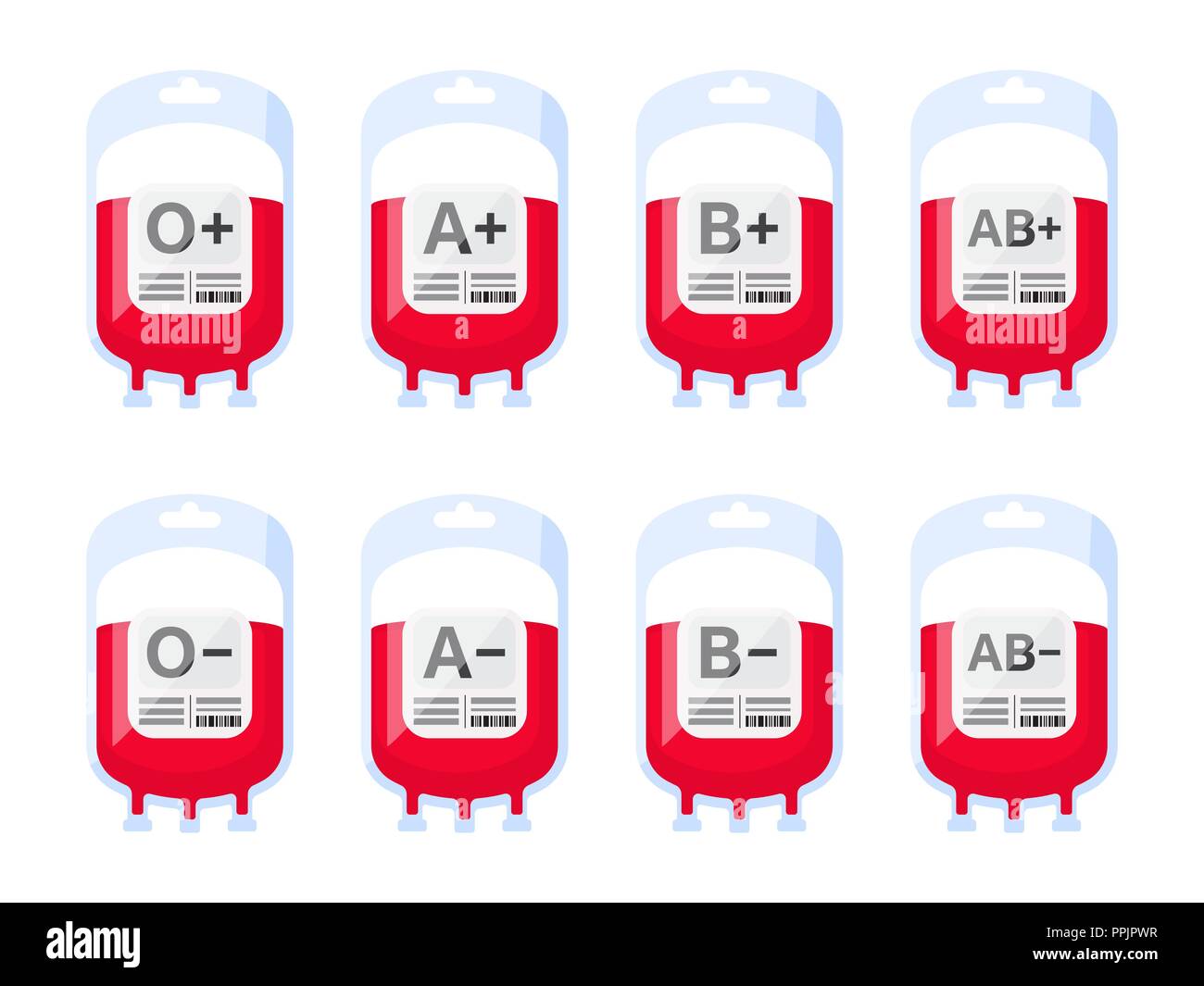 Blood Bags With Blood Types Vector Illustration Blood Group