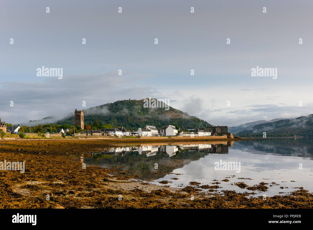 Reflections of Inverary in Loch Fyne, Argyll, Scotland Stock Photo