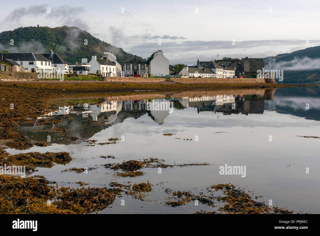 Reflections of Inverary  in Loch Fyne Stock Photo