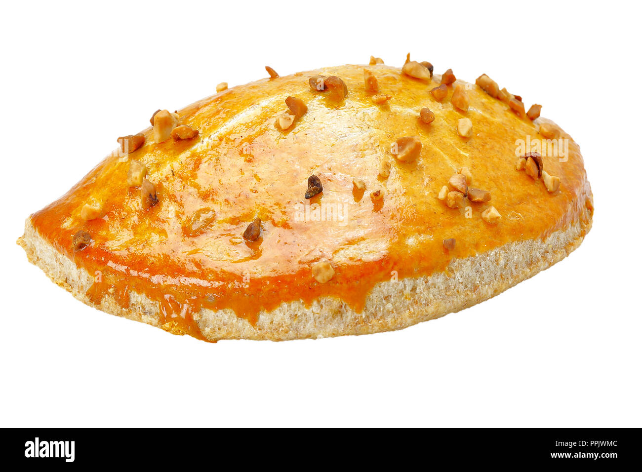 Brazilian snacks, roasted pastel on white background Stock Photo