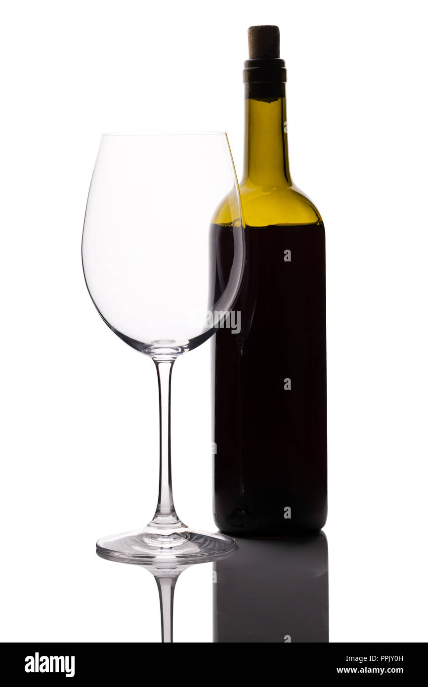 Red Wine Bottle with Glass Stock Photo Alamy