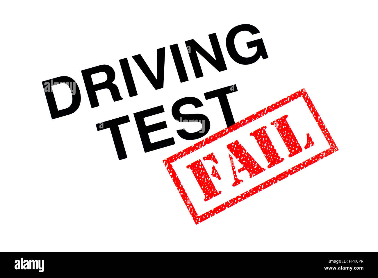 A Driving Test heading stamped with a red FAIL rubber stamp. Stock Photo