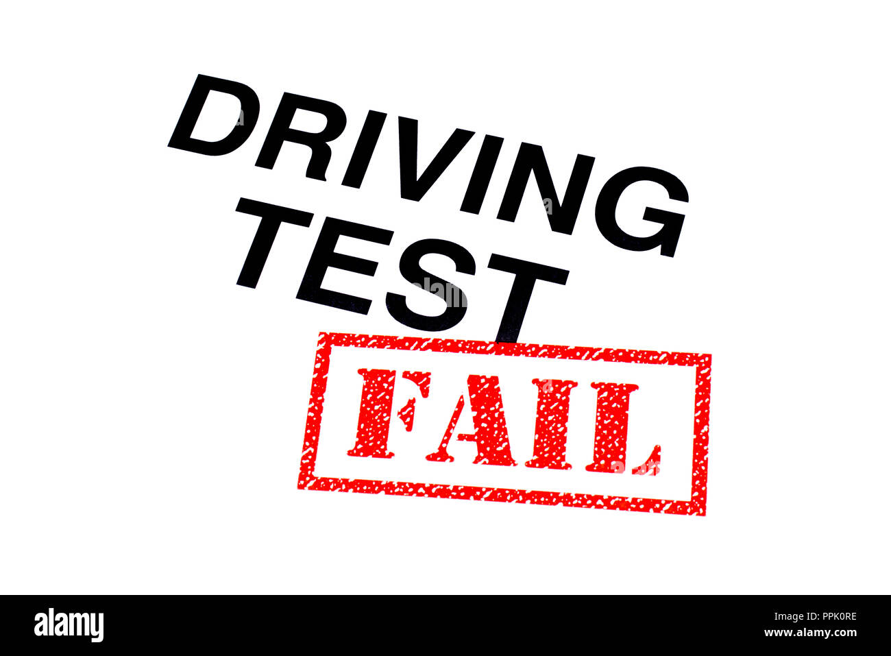 A Driving Test heading stamped with a red FAIL rubber stamp Stock Photo