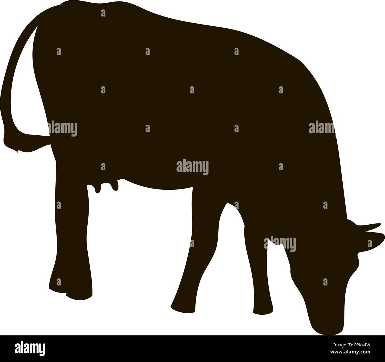Vector silhouettes of cows, different poses, black color, isolated on white Stock Vector