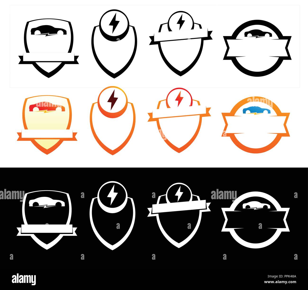 Set of Emblems with Electric Cars Badges with Copy Space isolated on