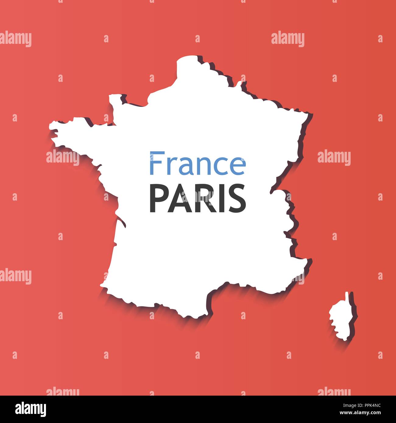 White Silhouette of France. Caption on Contour of Map Stock Vector