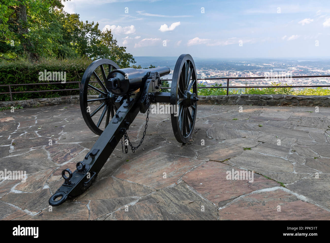 Civil War Cannon At Scenic Overlook Stock Photo