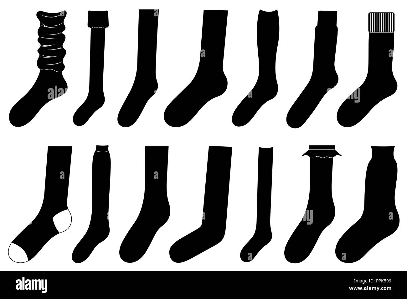 Set of different socks isolated on white Stock Photo