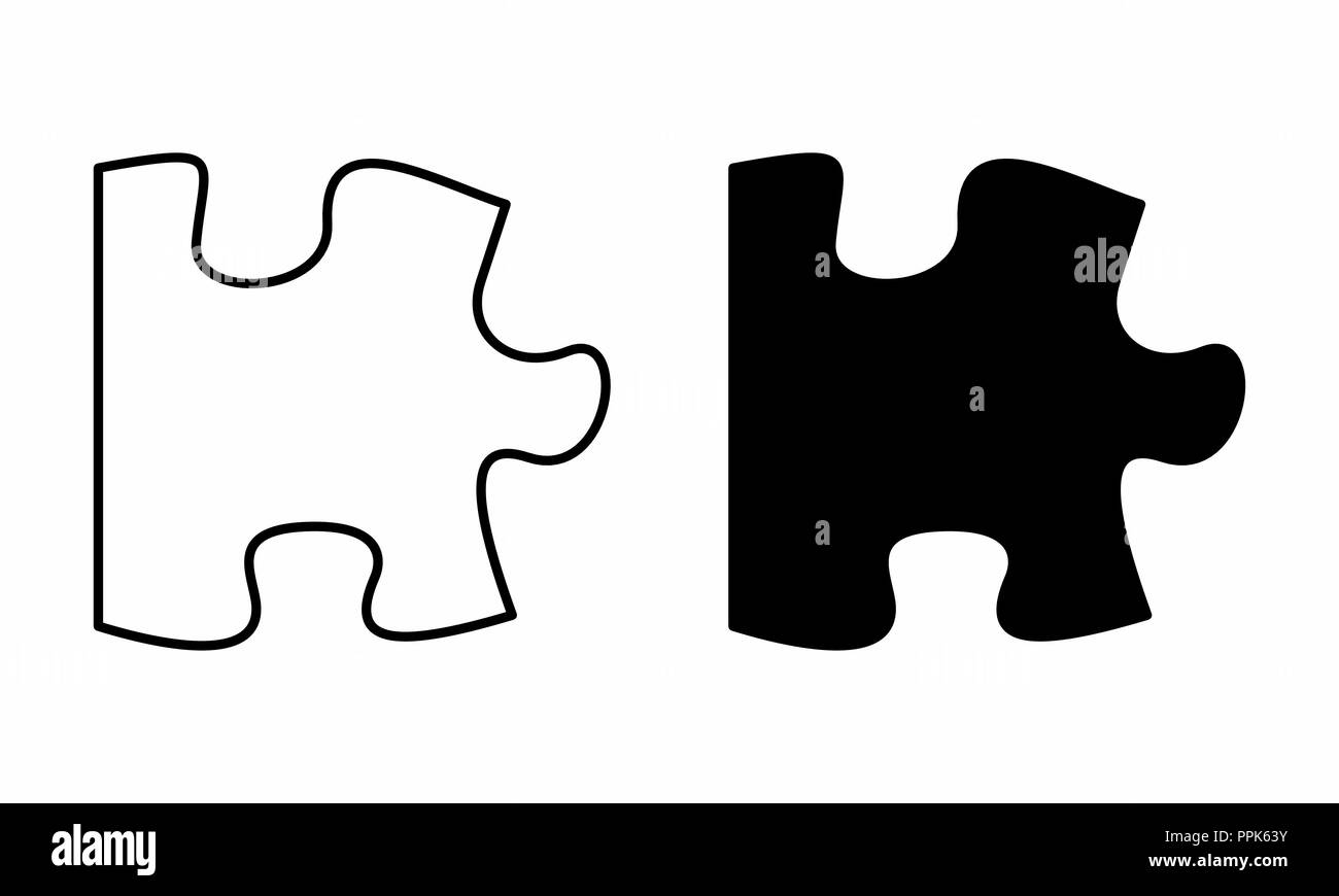 Black white jigsaw puzzle outline Black and White Stock Photos & Images