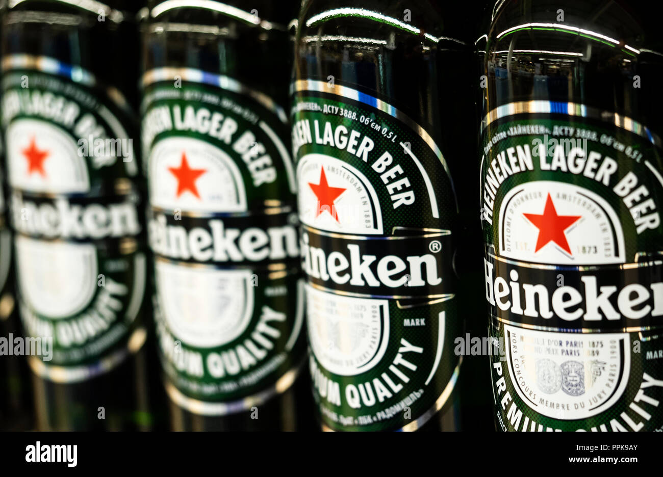 Heineken beer global brand. Heineken Lager Beer is the flagship product