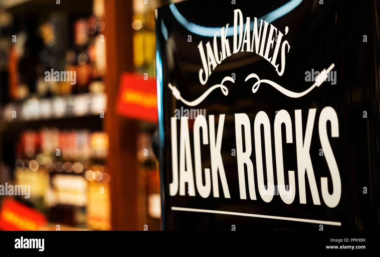 Jack Daniel's whiskey shelf. Jack Daniel's is a brand of Tennessee