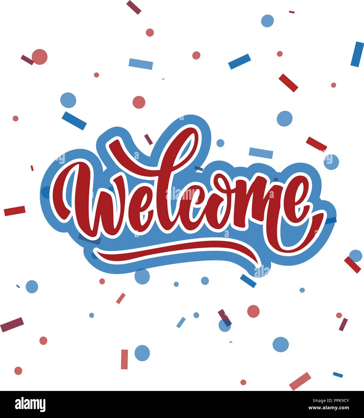 welcome lettering text. Modern calligraphy style illustration red and ...