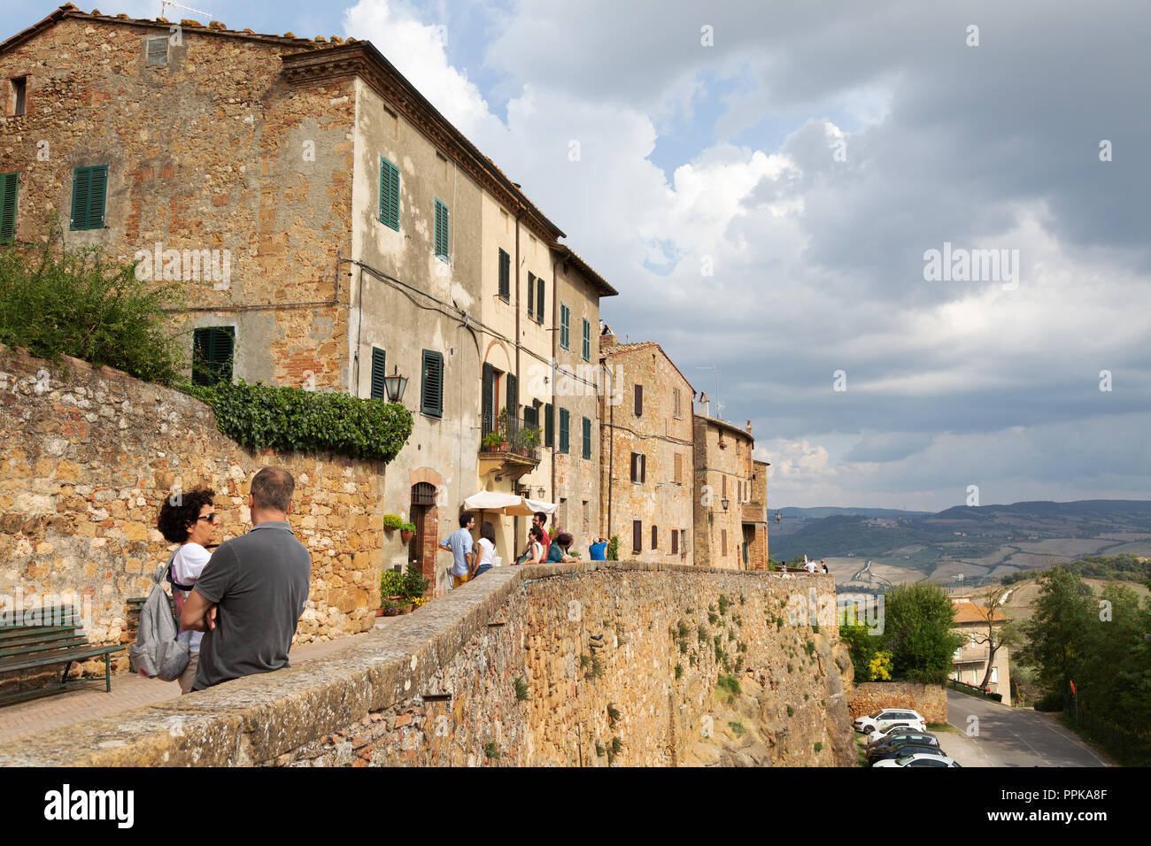 Pienza Italy; UNESCO World heritage site, medieval town in Tuscany, Italy Europe Stock Photo