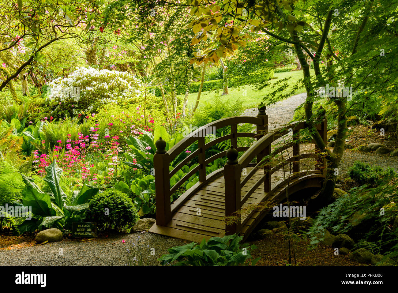 Wooden bridge garden hi-res stock photography and images - Alamy