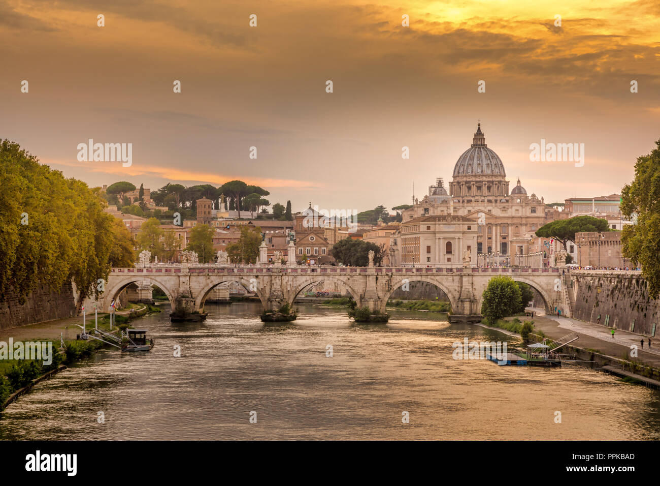 St Peters Basilica and Ponte Angelo Stock Photo