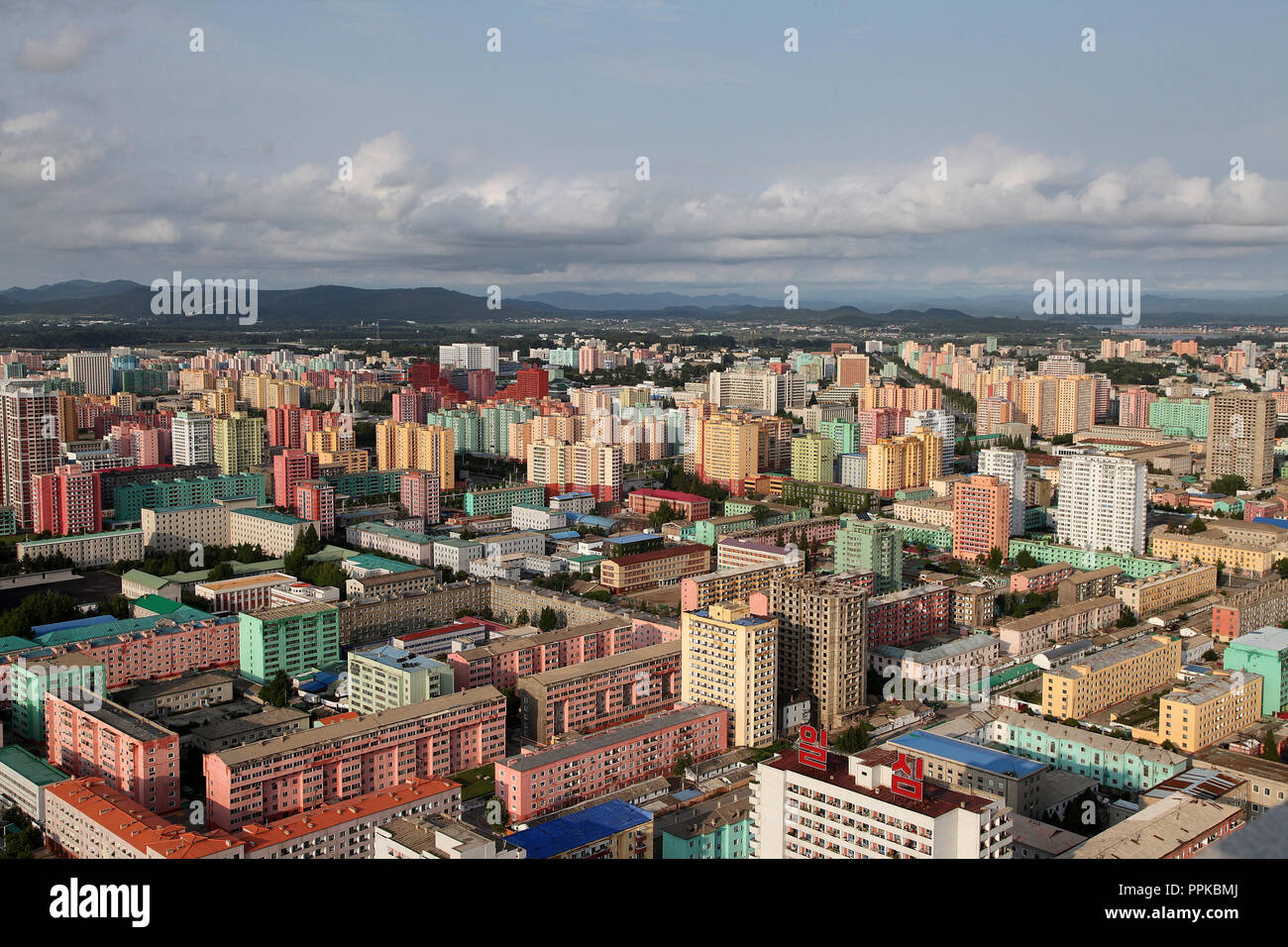 Aerial view of Pyongyang Stock Photo