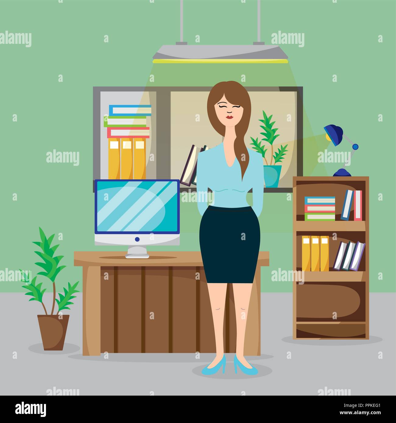 Businesswoman at office Stock Vector Image & Art - Alamy