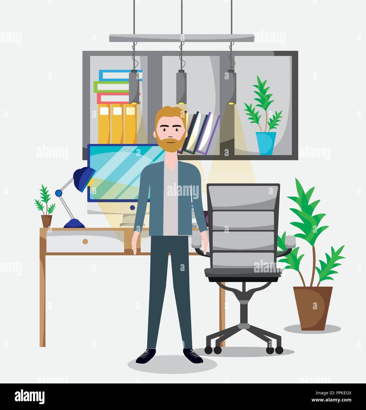 Worker inside office Stock Vector Image & Art - Alamy