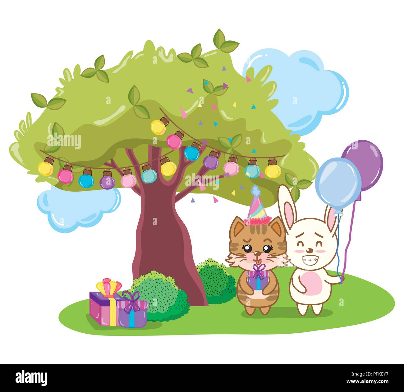 Happy birthday animals party Stock Vector Image & Art - Alamy