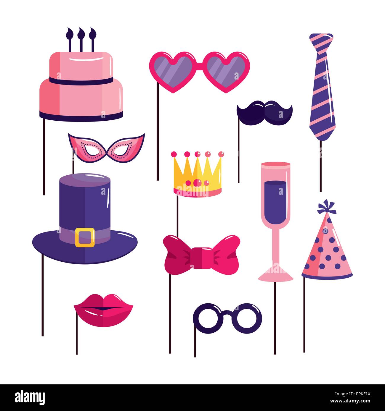 set happy birthday decoration event Stock Vector Image & Art - Alamy