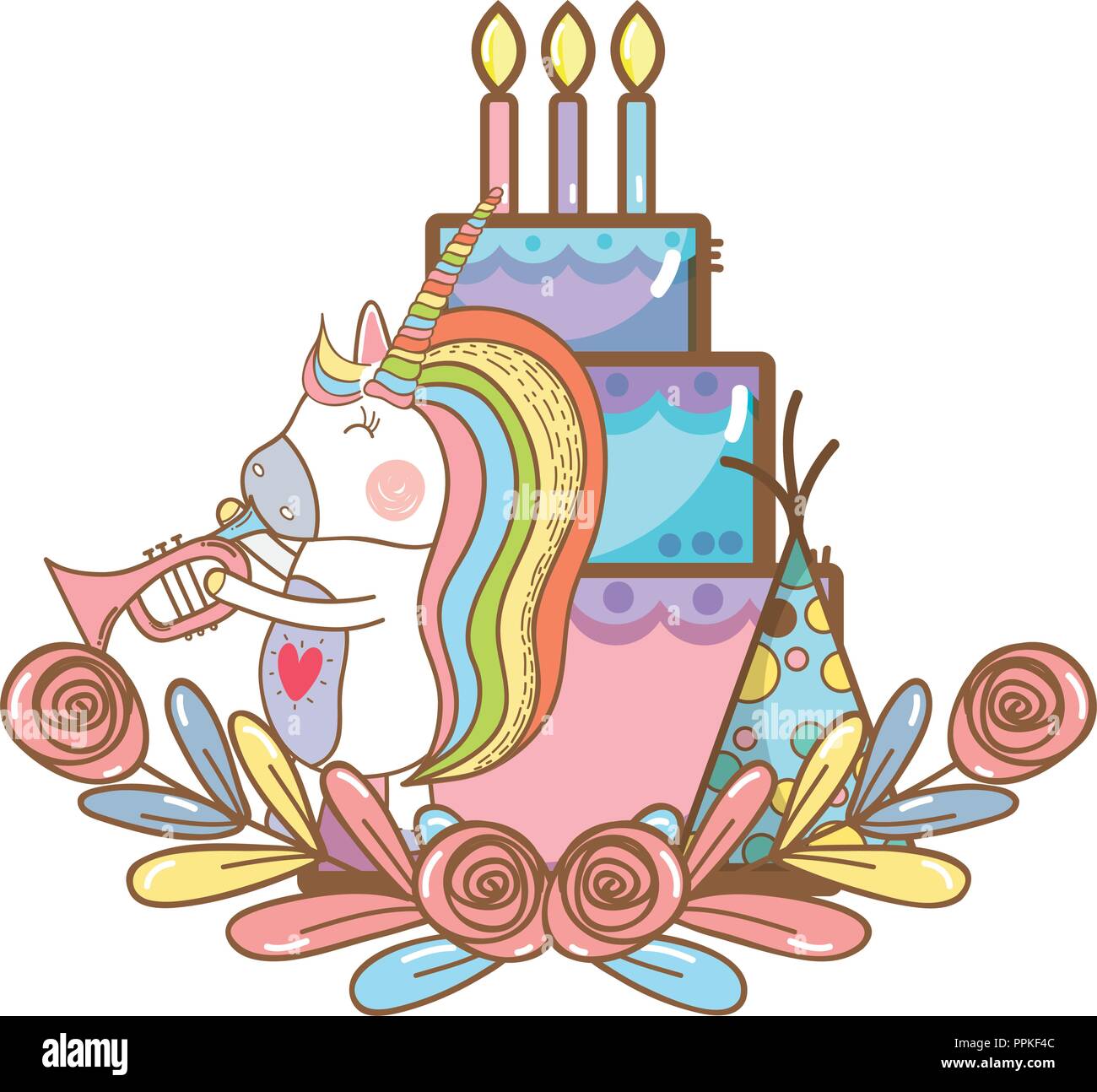 Happy birthday unicorn cartoons Stock Vector Image & Art - Alamy