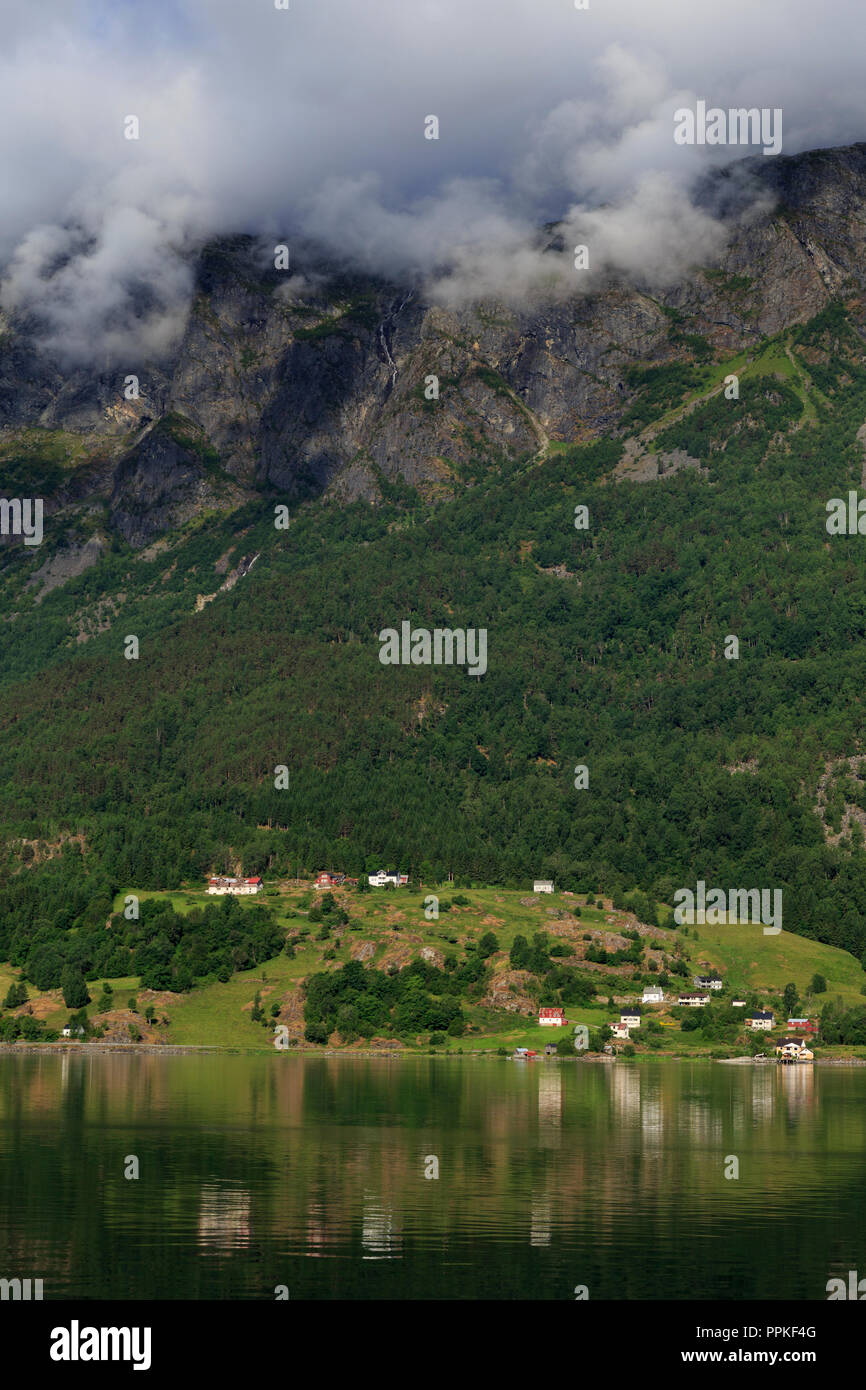 Skjolden Village, Sognefjord, Sogn og Fjordane County, Norway Stock Photo
