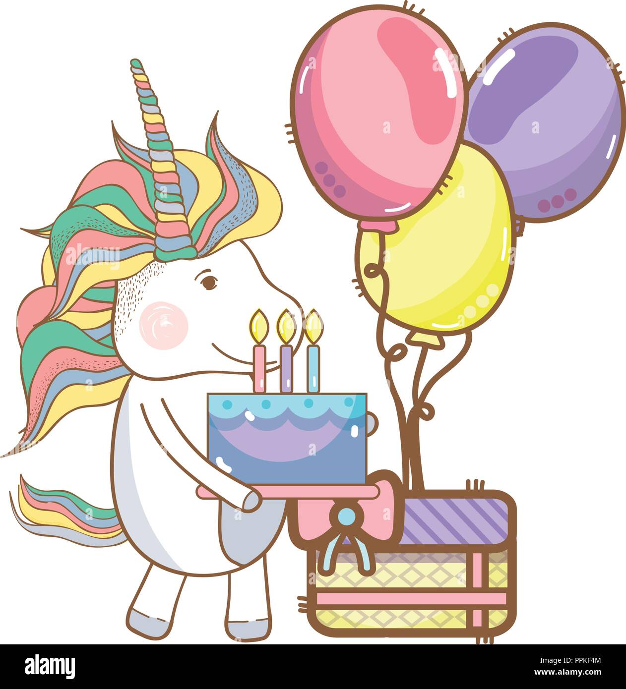 Happy birthday unicorn cartoons Stock Vector Image & Art - Alamy