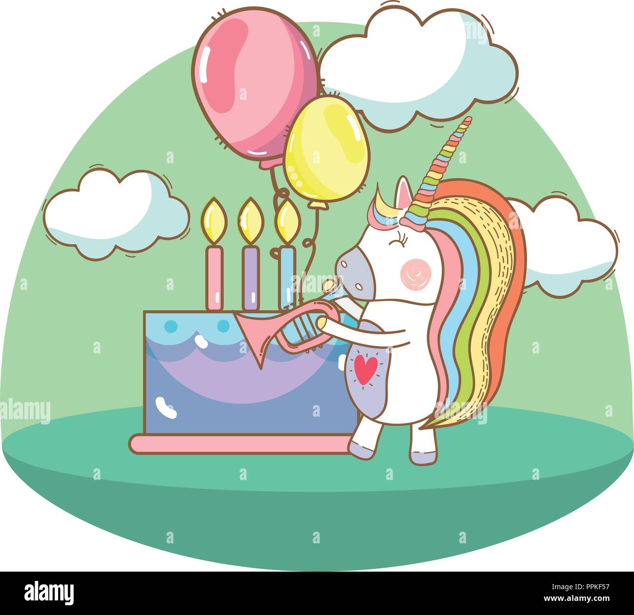 Happy birthday unicorn cartoons Stock Vector Image & Art - Alamy